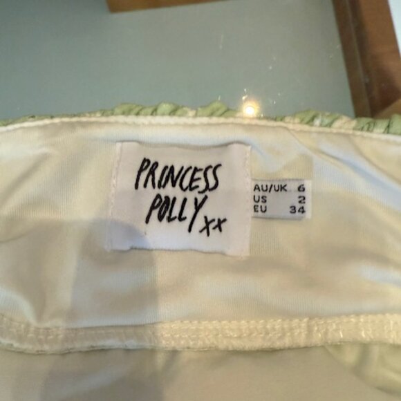 Pre-Loved Princess Polly Light Green Daisy Print Ruched Dress - Size 2 - Picture 7 of 7